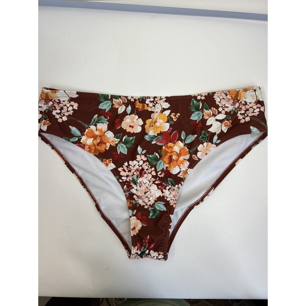 Brown Bikini Bottoms‎ Floral Womens Size 2XL